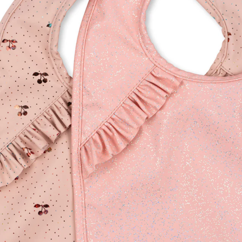 Konges Slojd | 2 Pack Dinner Bib With Frill Cherry Sparkle