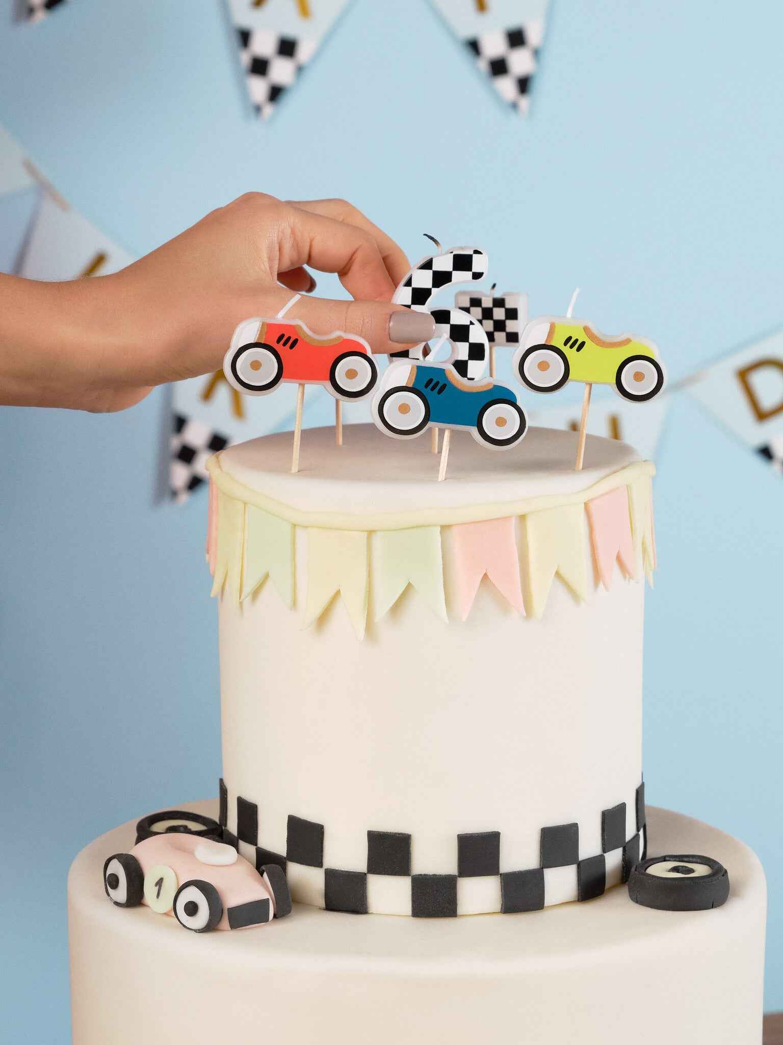 Party Deco Verjaardagskaarsen - Race auto's