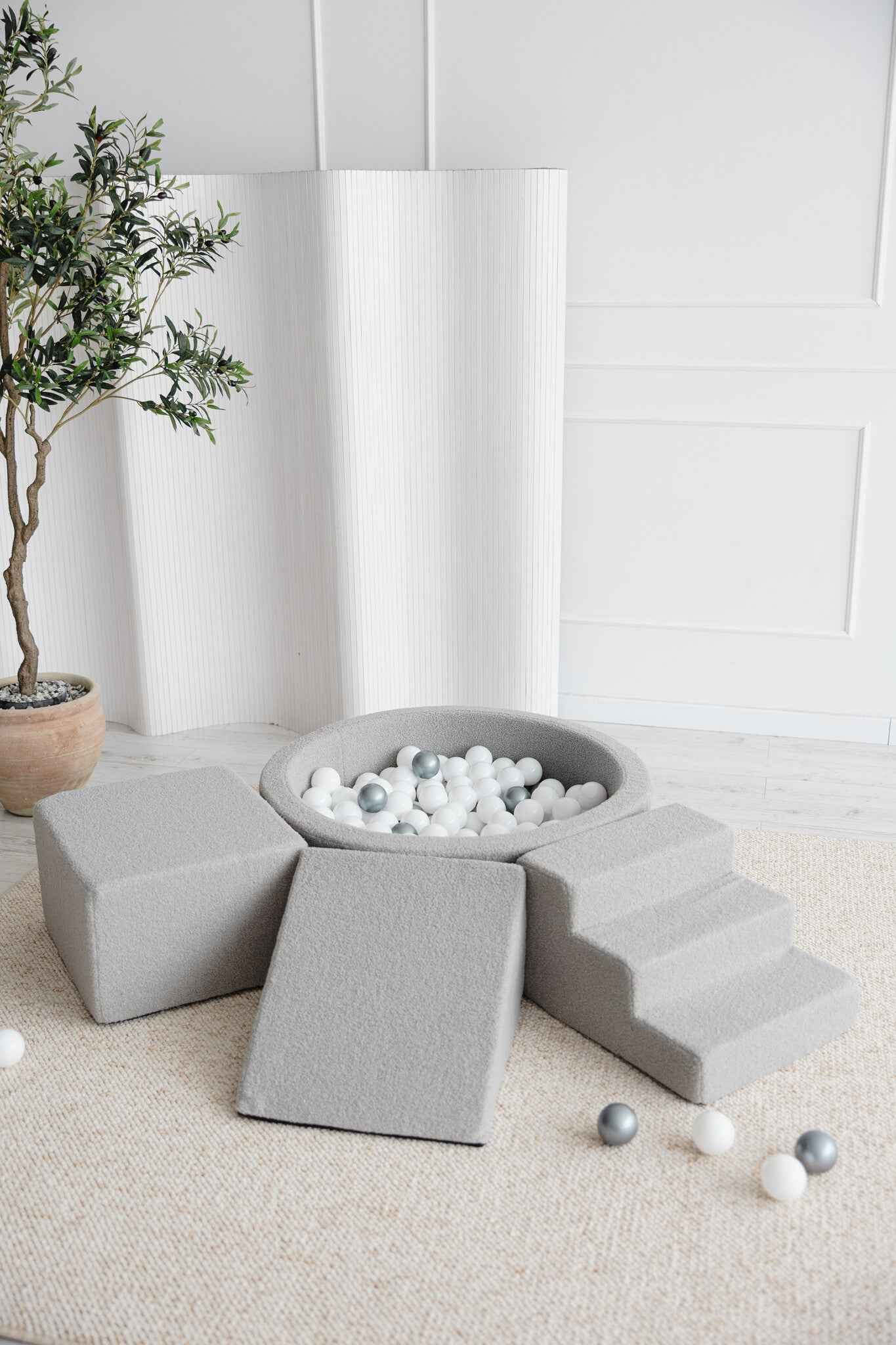 Moje | 3 Elements + Ball Pit - Bouclé Grey 90x30 cm + 200 Balls