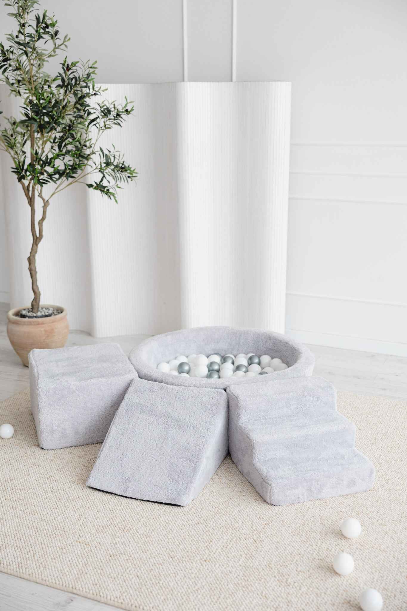 Moje | 3 Elements + Ball Pit - Teddy Grey 90x30 cm + 200 Balls