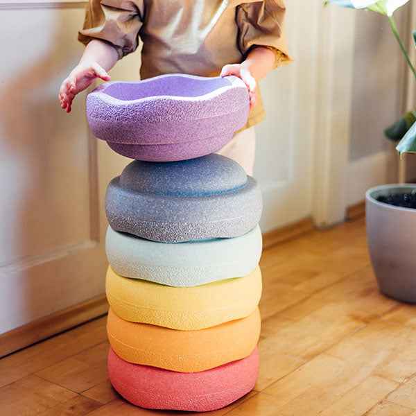 Stapelstein Rainbow Pastel stacking stones, 6 pieces