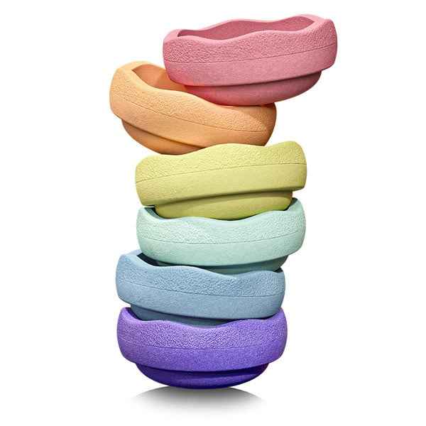 Stapelstein Rainbow Pastel stacking stones, 6 pieces