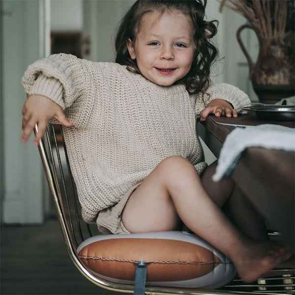 Striped mustard/nude seat cushion, Noui Noui
