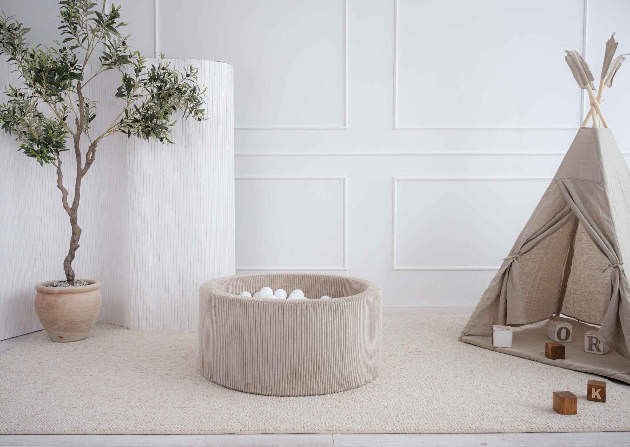 Moje | Rib Velvet Bubble Bath - Dark Beige 90x40 cm + Bath Balls