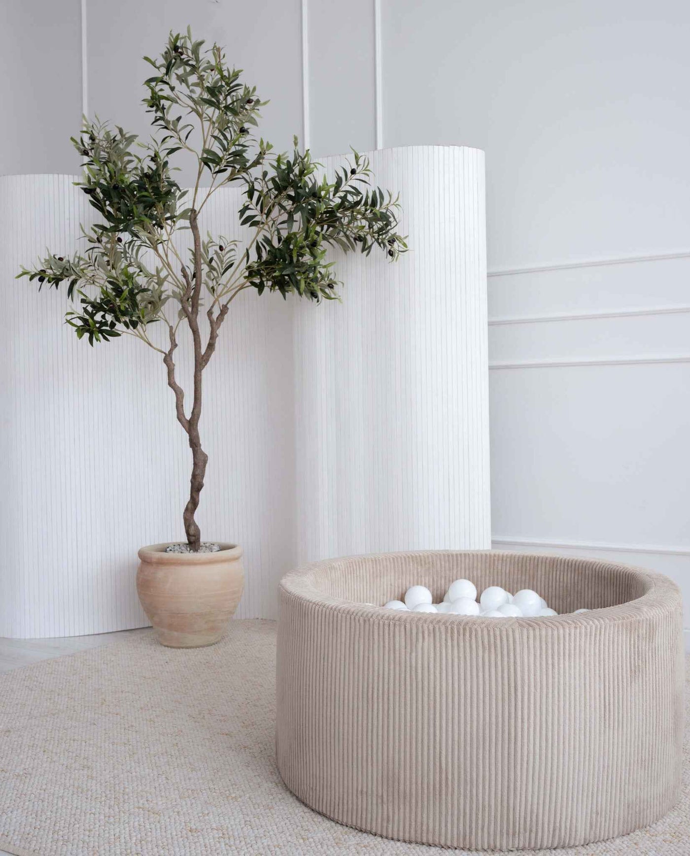 Moje | Rib Velvet Bubble Bath Mat - Dark Beige 90x40 cm + Balls