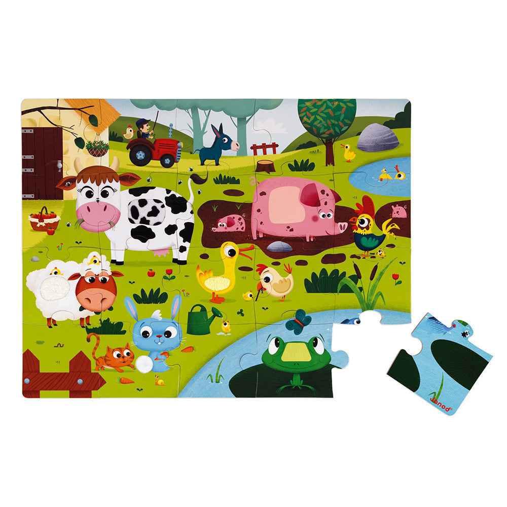 Janod - Tactiele puzzel "Boerderijdieren" - 20PCS