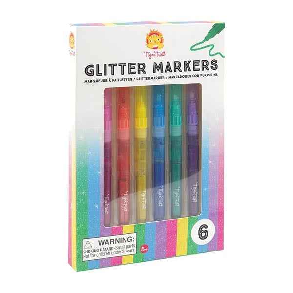 Tiger Tribe glitter pens, 6 pieces