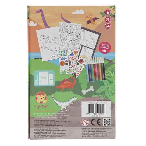 Tiger Tribe kleur- en stickerset dinosaurus