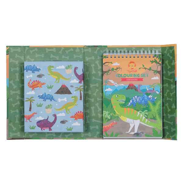 Tiger Tribe kleur- en stickerset dinosaurus