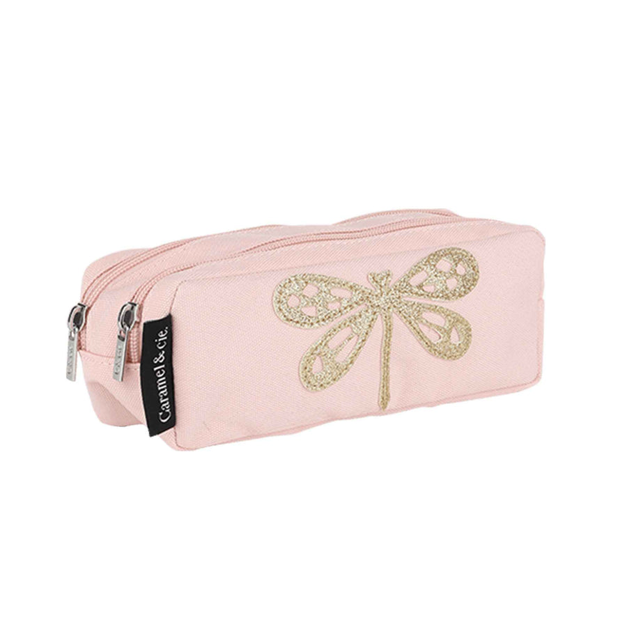 Caramel & Cie | Double Pen Pouch Pink Dragonfly