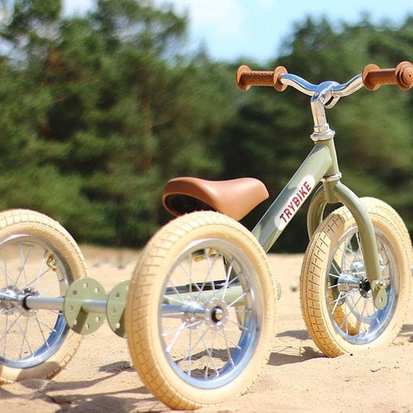Trybike Steel Vintage Green Balance Bike