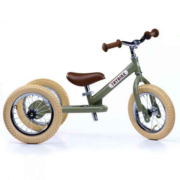 Trybike | Steel 2-in-1 Vintage Green Balance Bike
