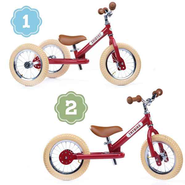 Trybike | Steel 2-in-1 loopfiets Vintage rood