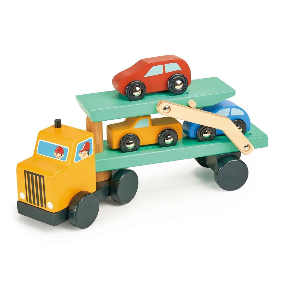 Mentari | Speelset Autotransporter met 3 Auto's Hout