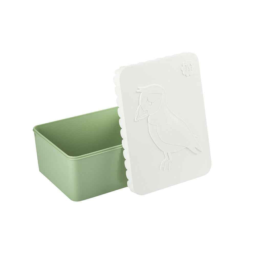 Blafre | Lunchbox Met 1 Compartiment Papegaaiduiker Wit + Lichtgroen