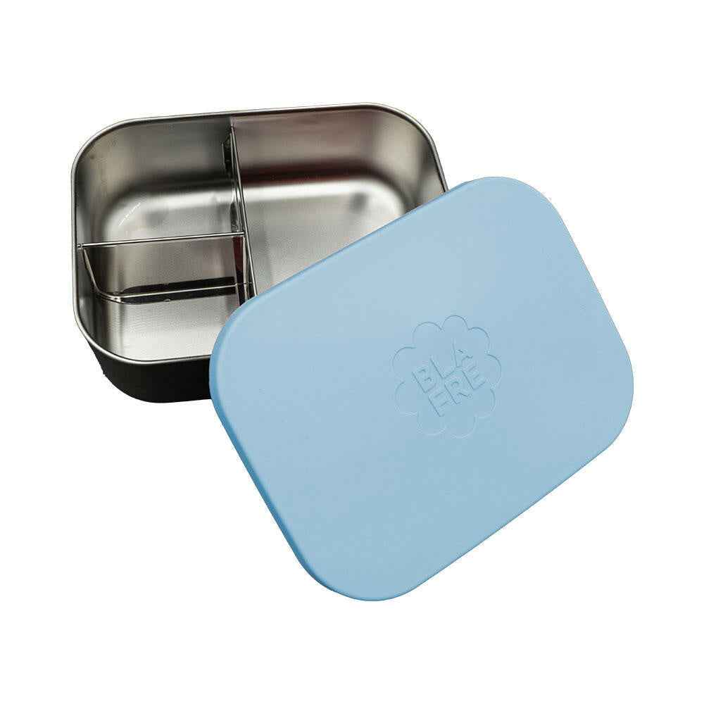 Blafre | Roestvrijstalen Lunchbox Met 3 Compartimenten En Siliconen Deksel Blauw