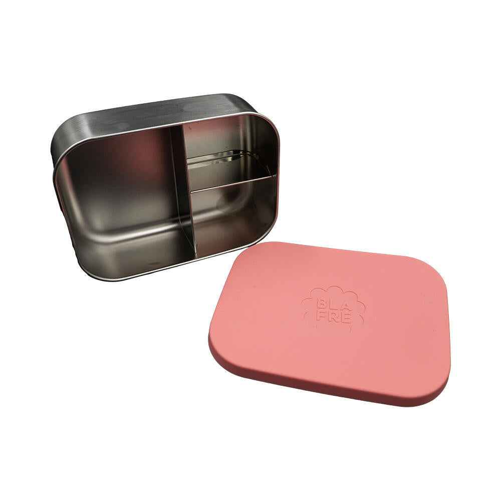 Blafre | Stainless Steel Lunch Box with 3 Compartments and Silicone Lid, Pink